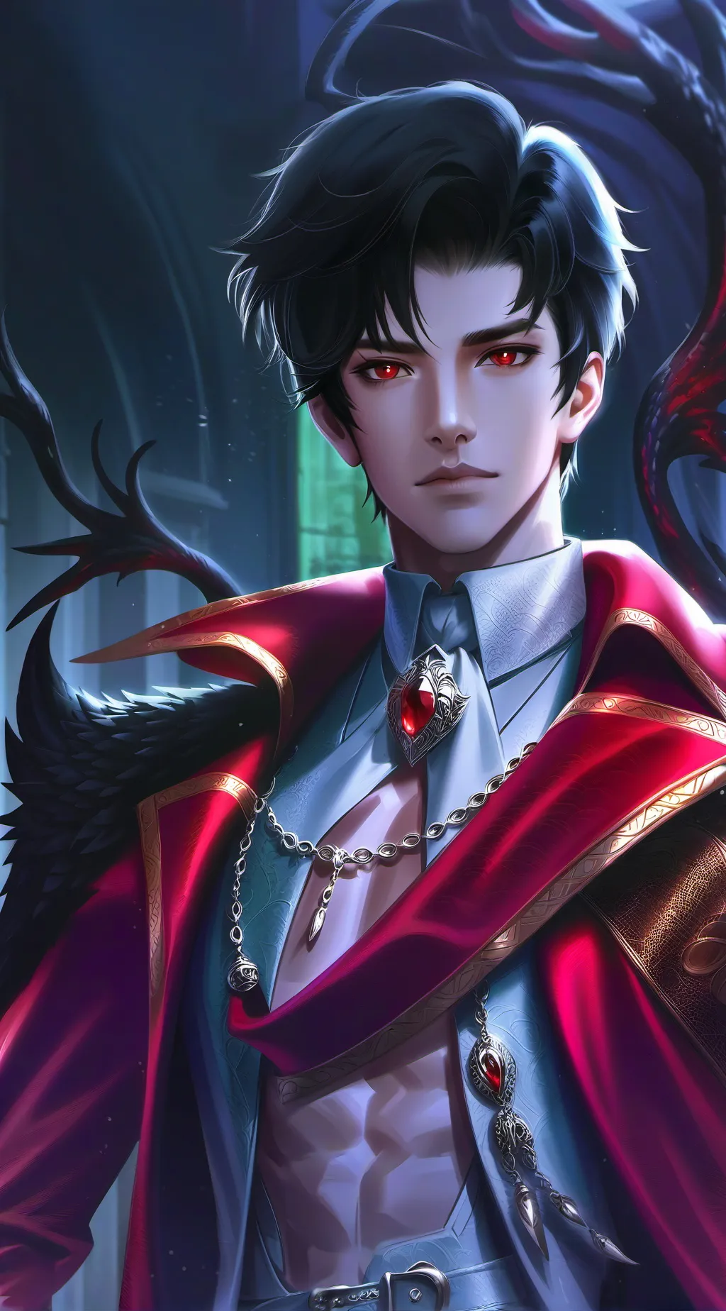 ai character: Demon and angle  background