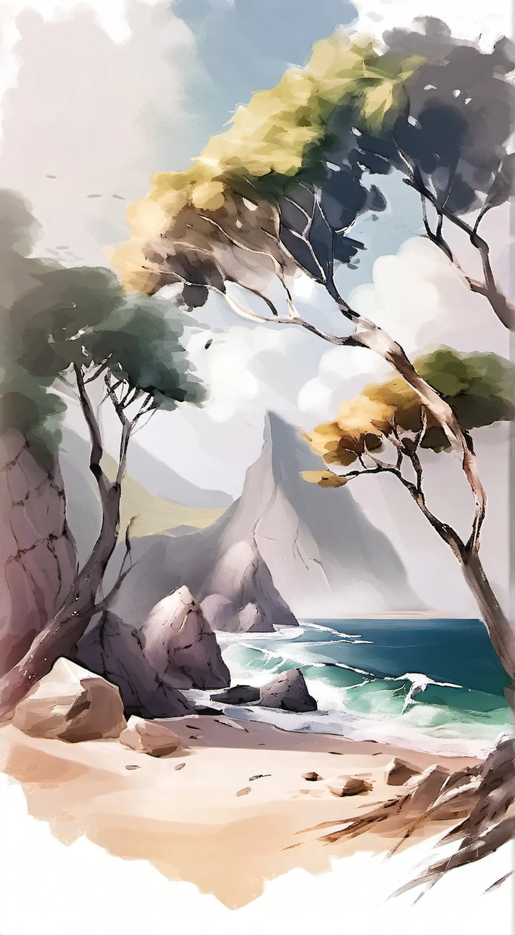ai character: DS at the beach background