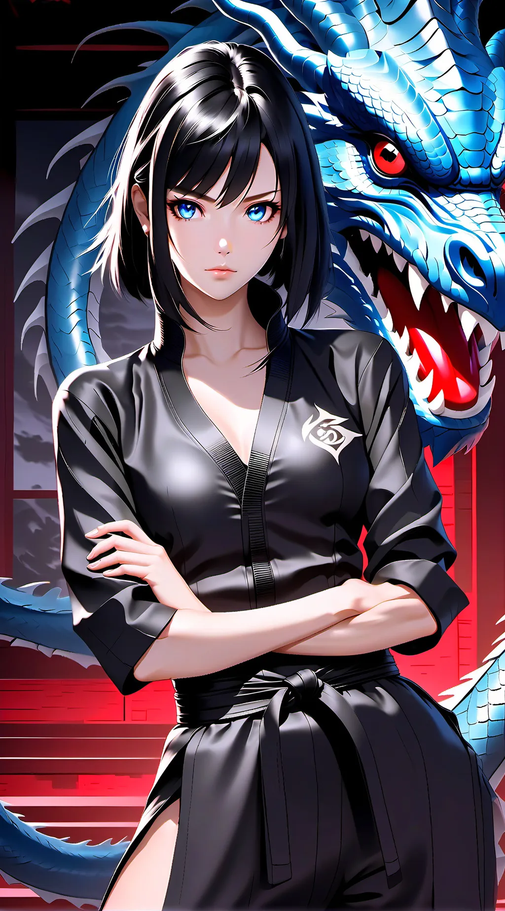 ai character: Blue Fire background