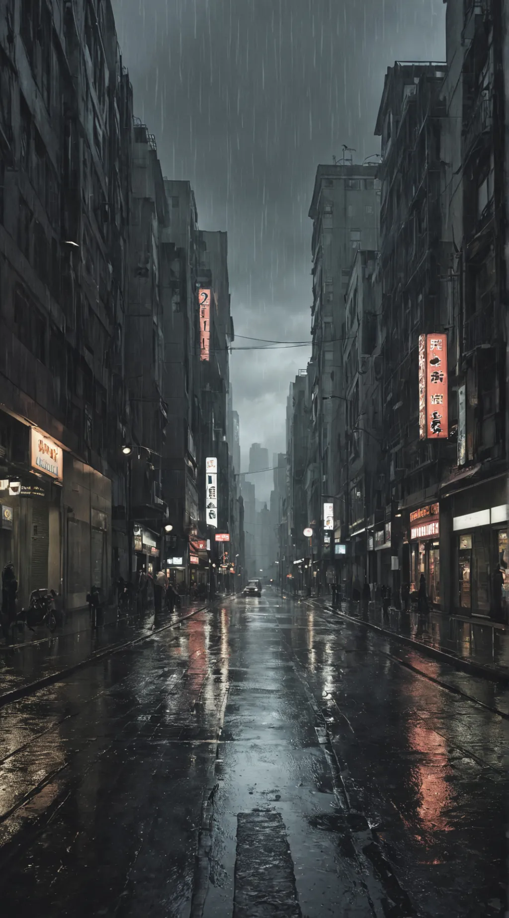 ai character: MHA Mirko rain background