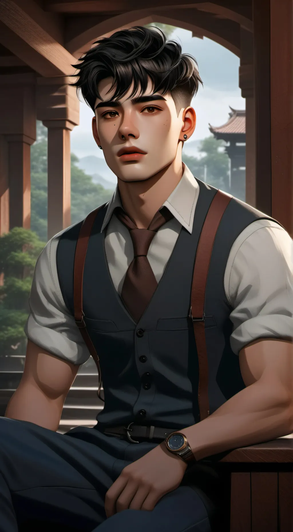 ai character: Adrian Black background