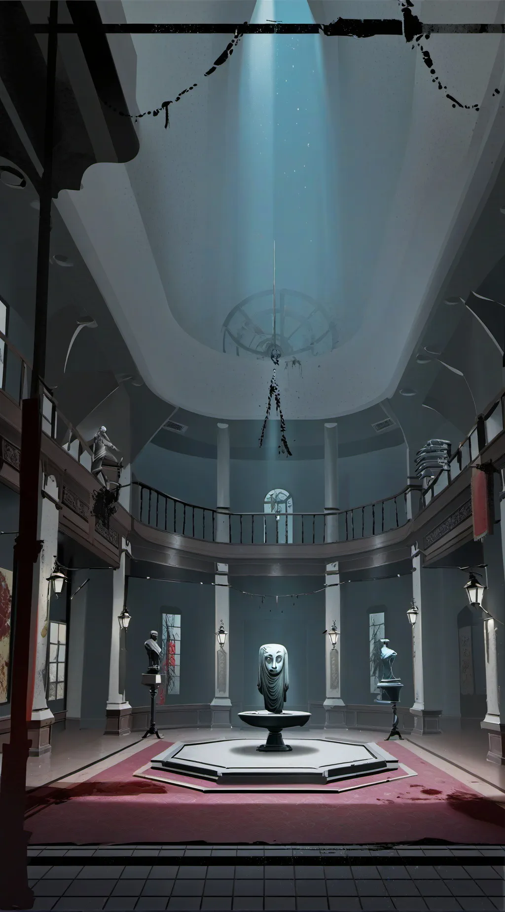 ai character: Abandoned mall background