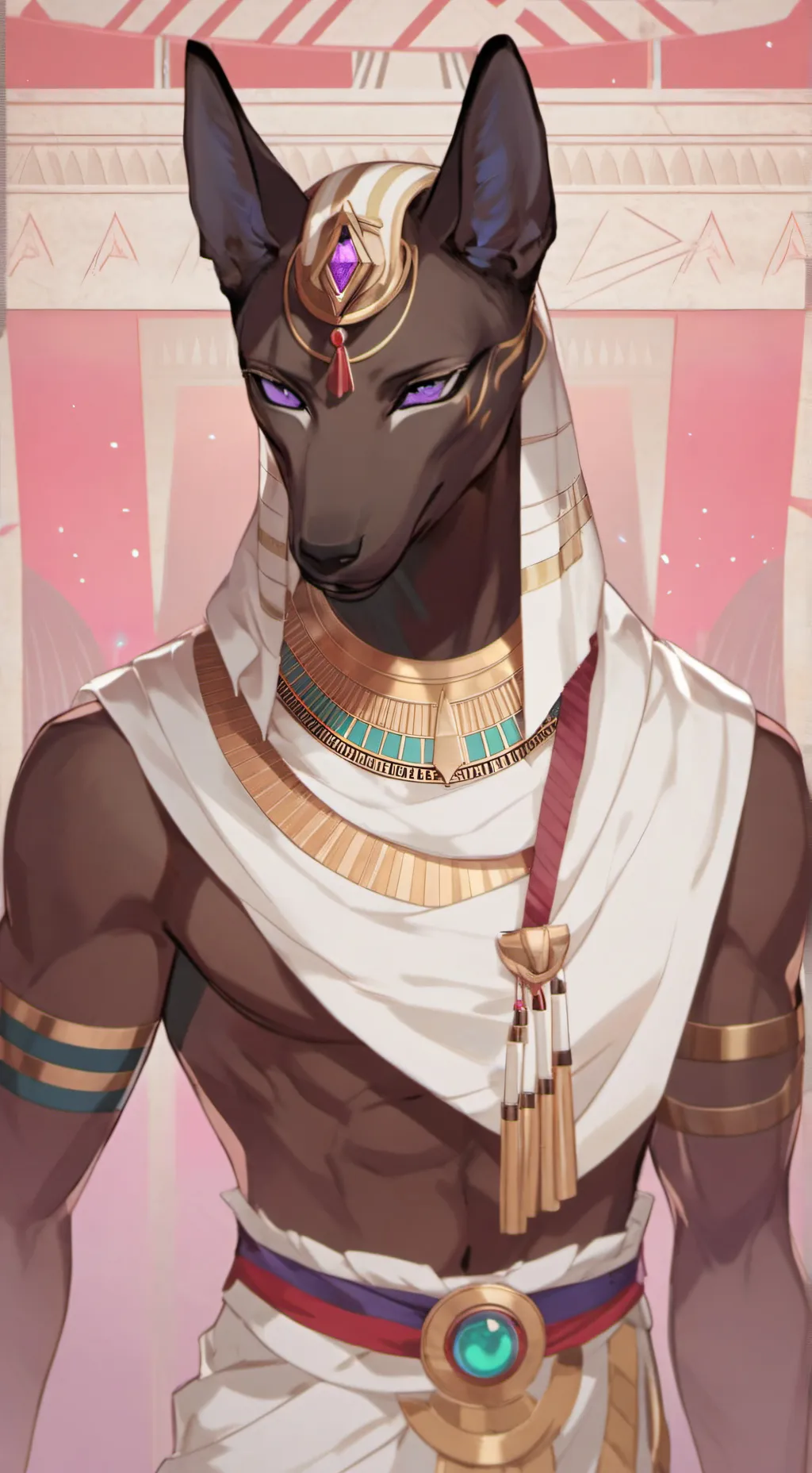 ai character: Anubis  background