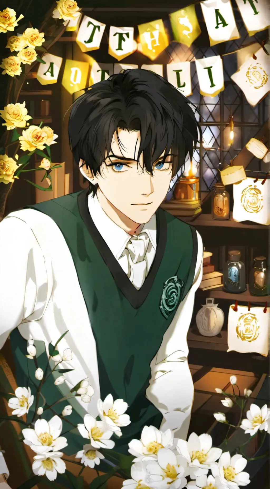 ai character: Tom Riddle  background