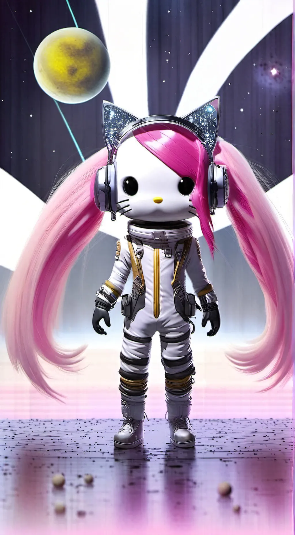 ai character: Cyber hello kitty background
