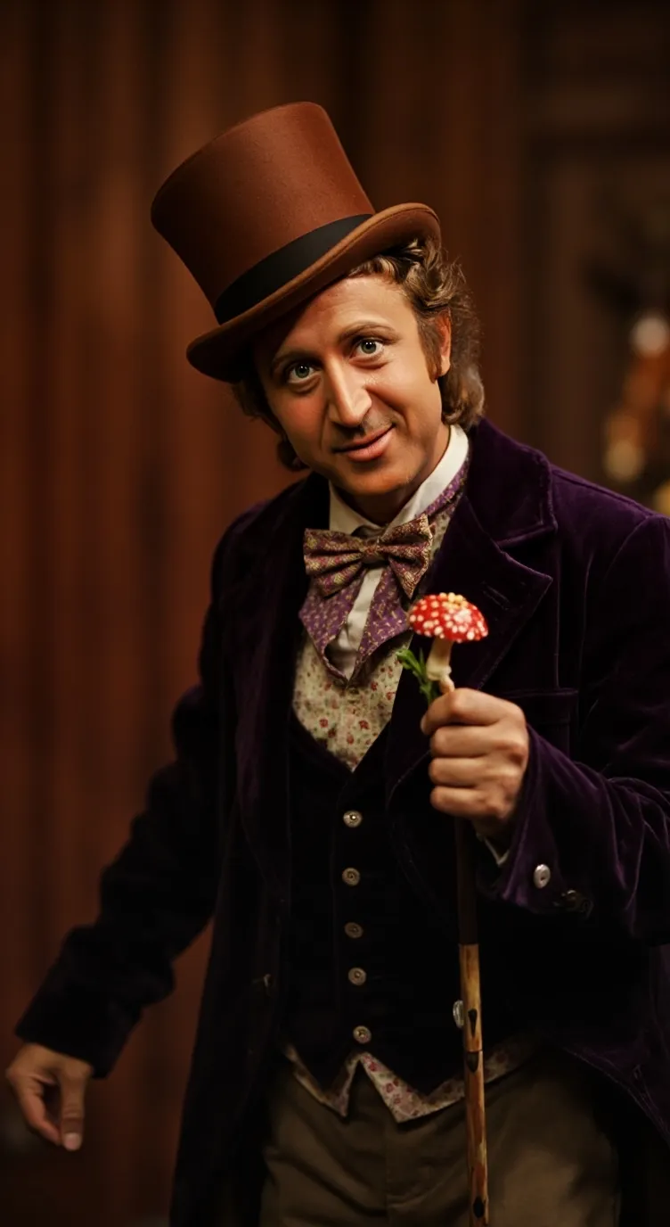 ai character: Willy Wonka background