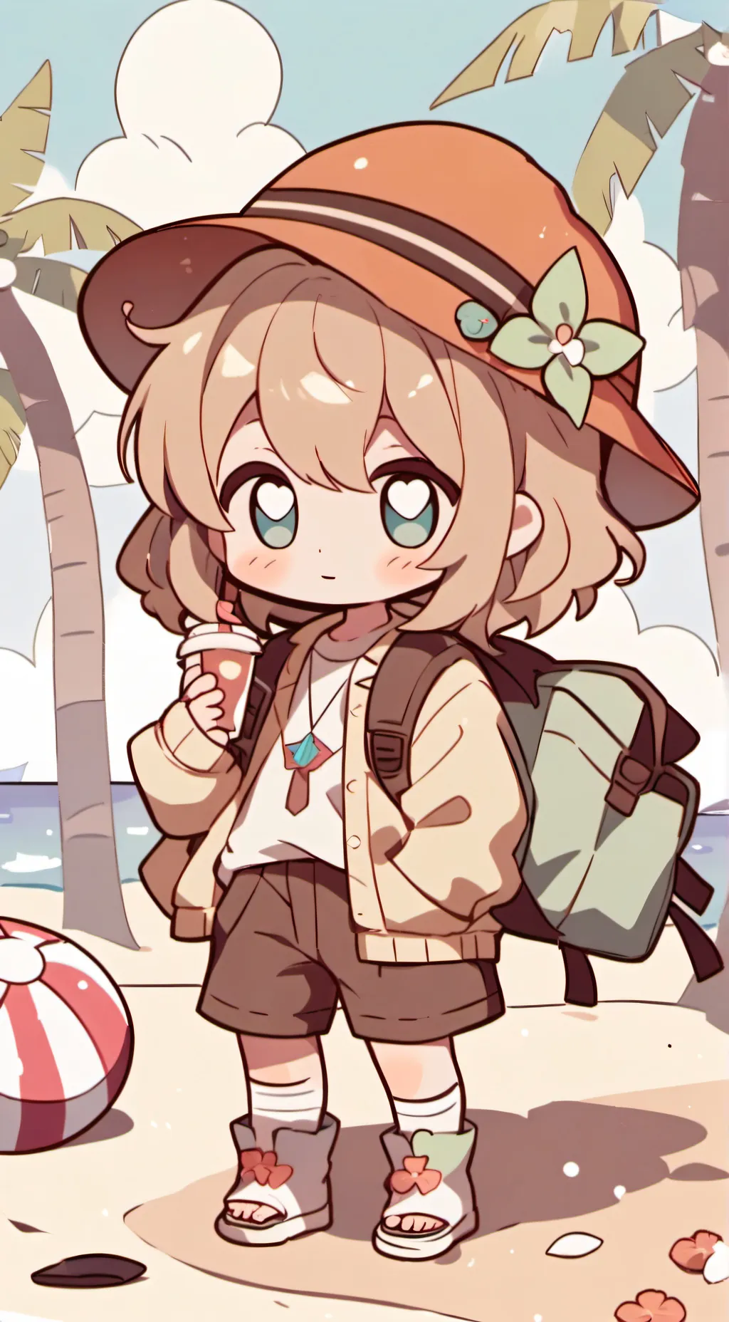 ai character: Beach day background