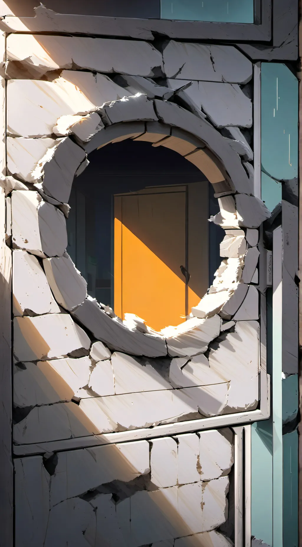 ai character: a hole in a wall background