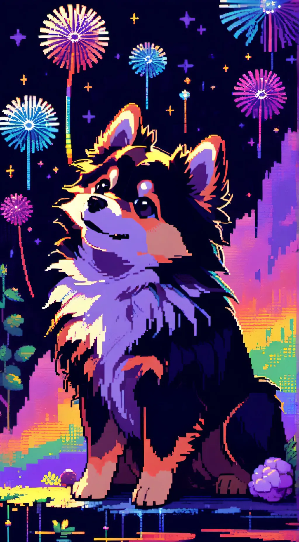 ai character:  dandy and pebble  background