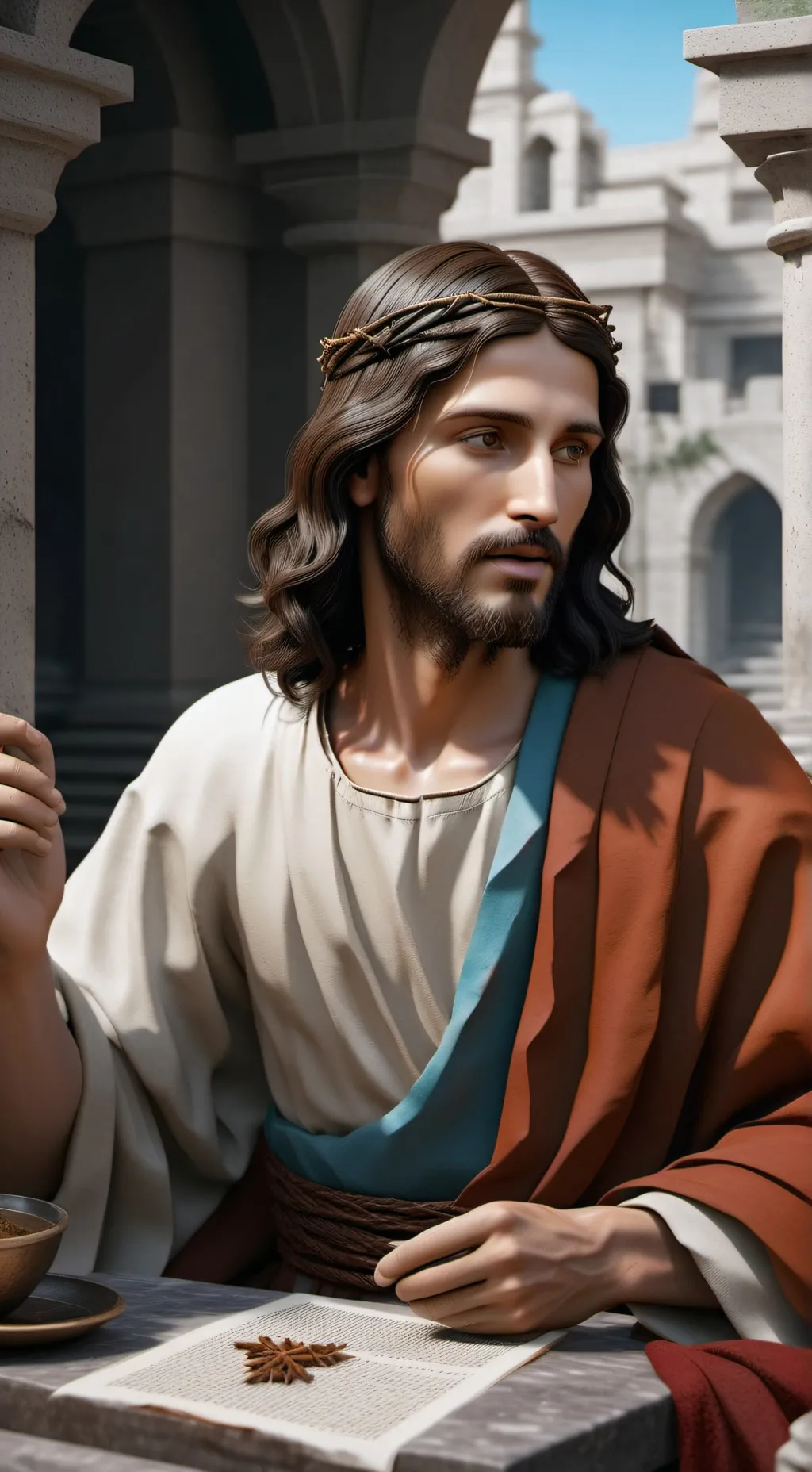 ai character: Jesus Christ  background