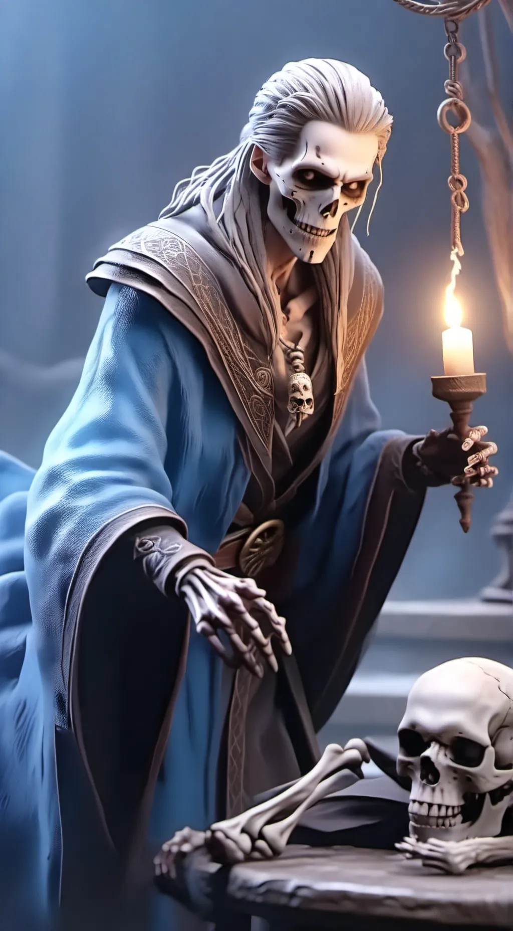 ai character: skeleton  background