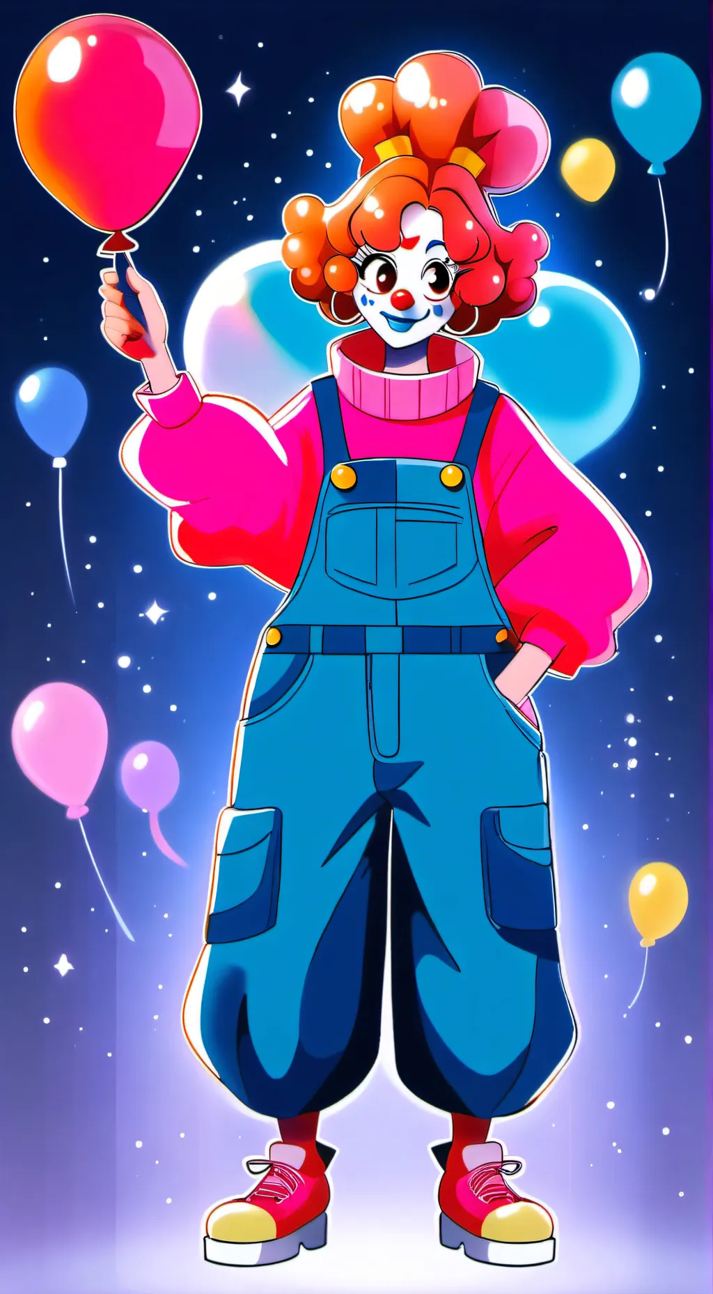 ai character: Liz inflate clown background