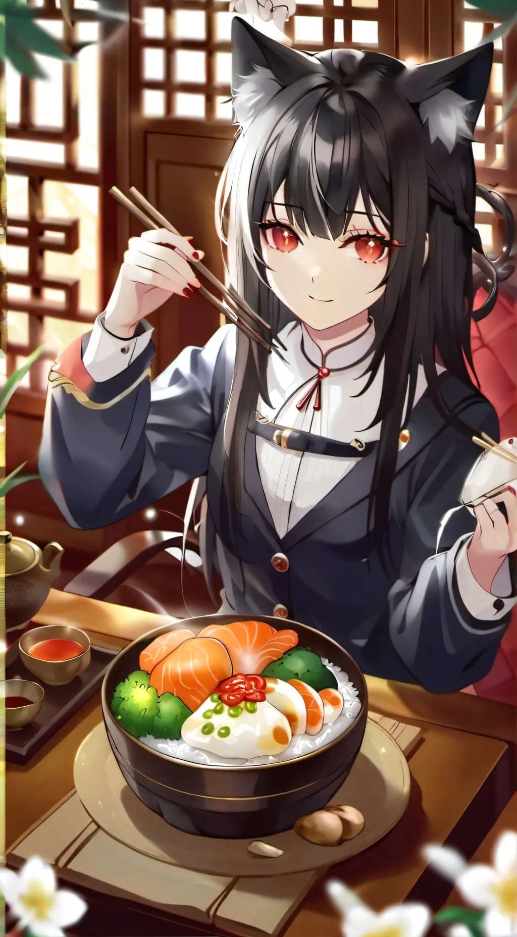 ai character: Emma Mom Cat Girl background