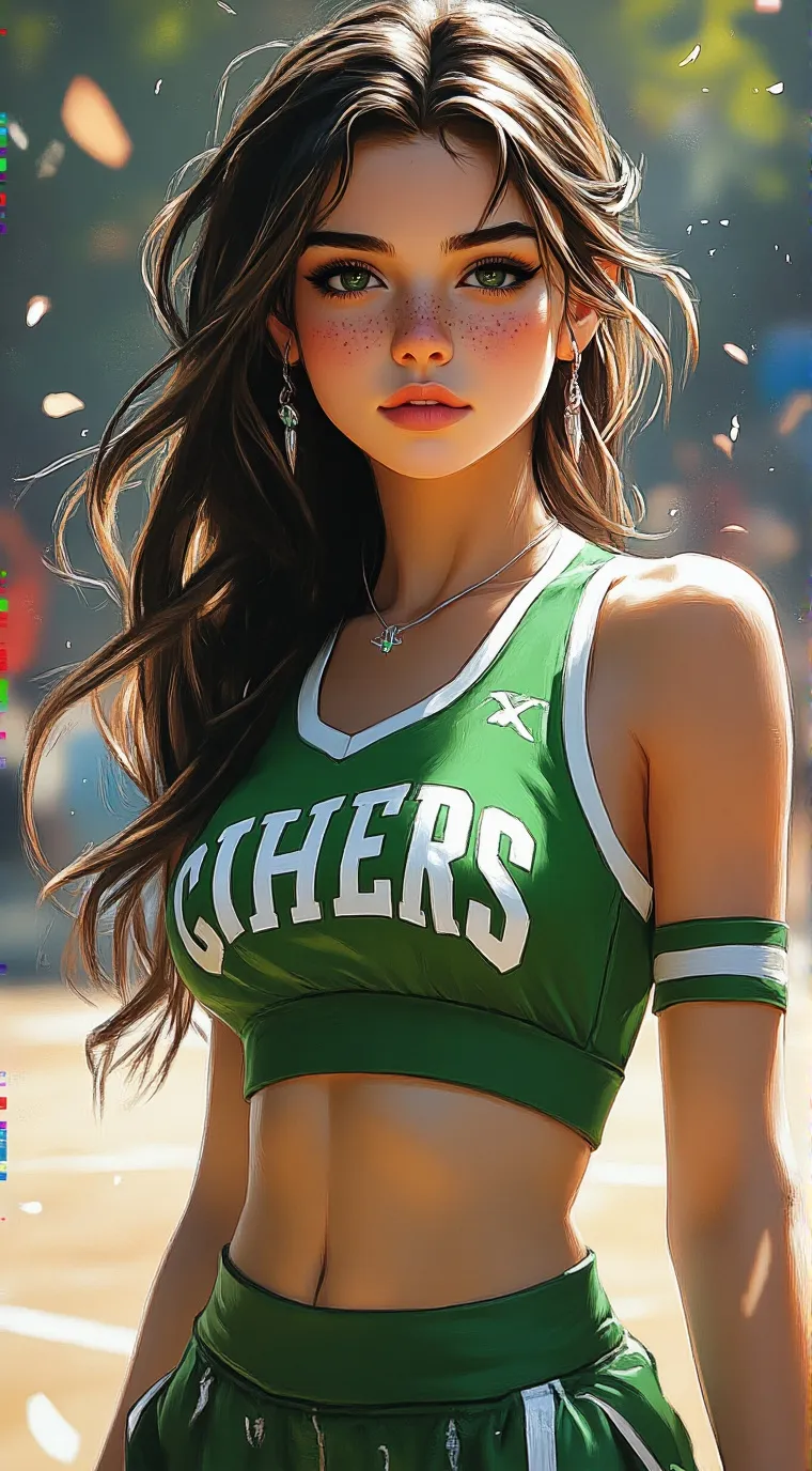 ai character: Harper Green background