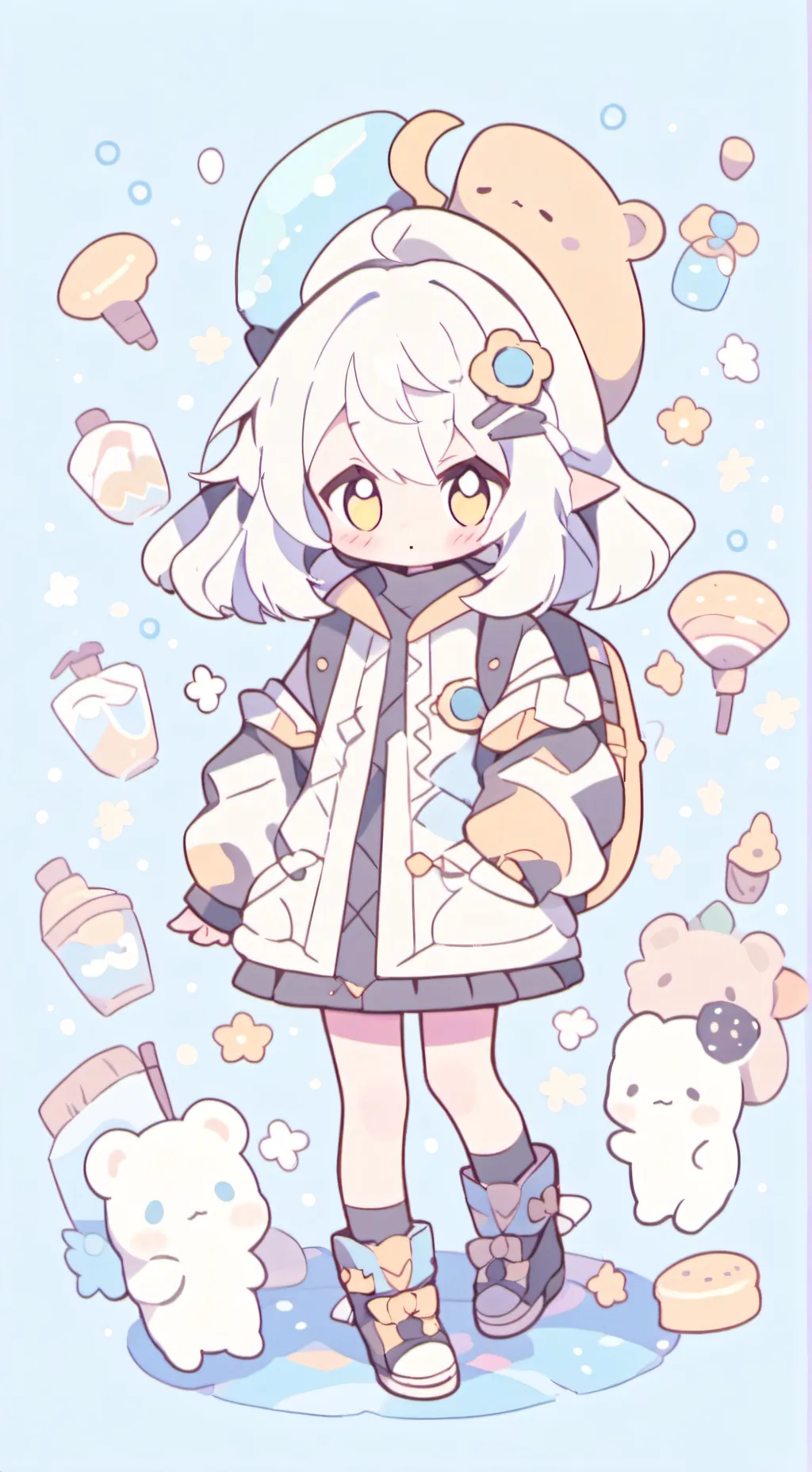 ai character: golden cheese background