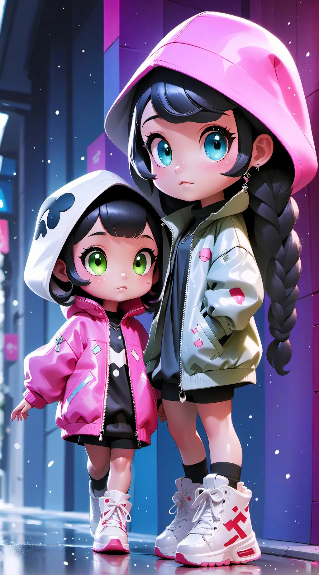 ai character: sisters  background