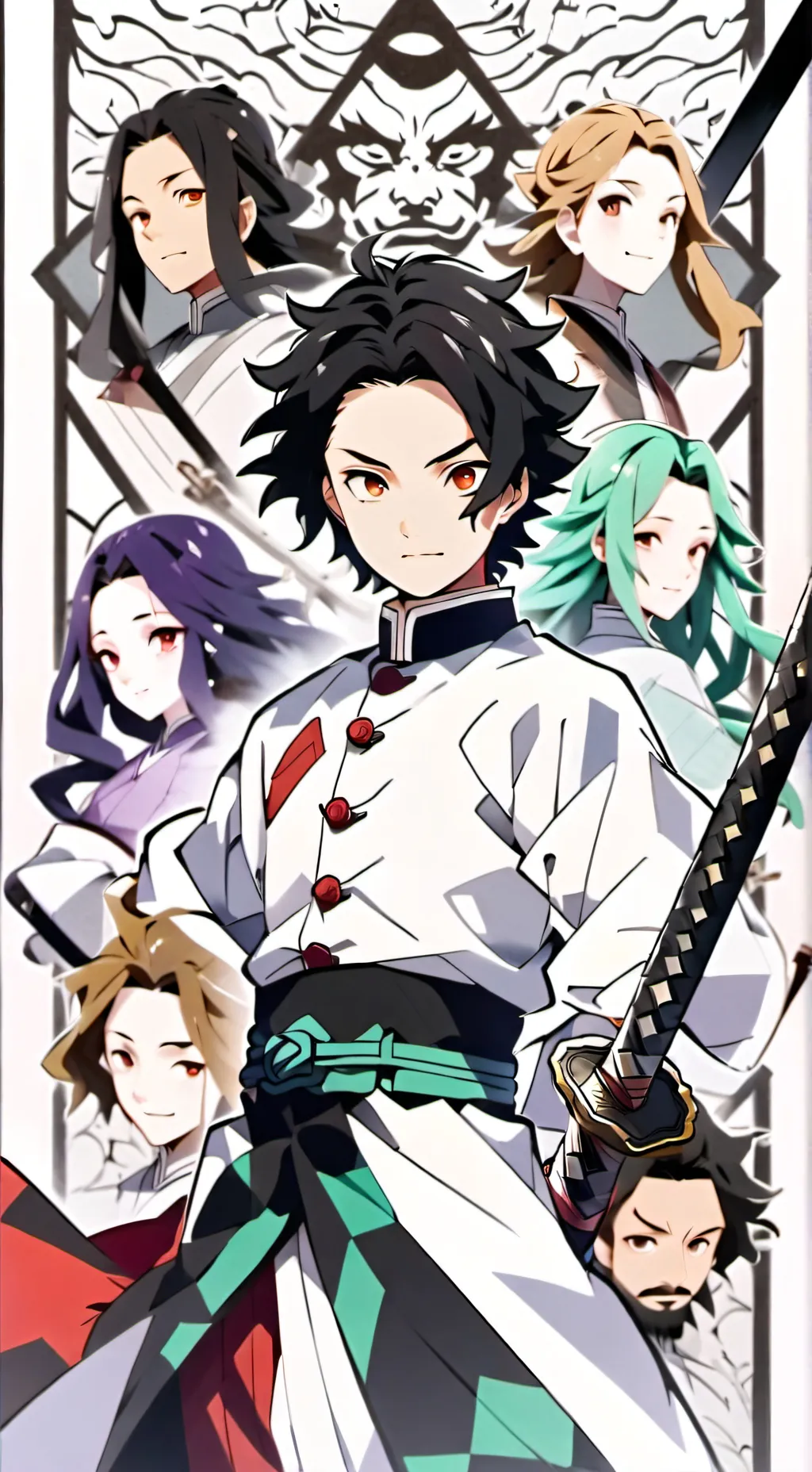 ai character: kny Christmas background