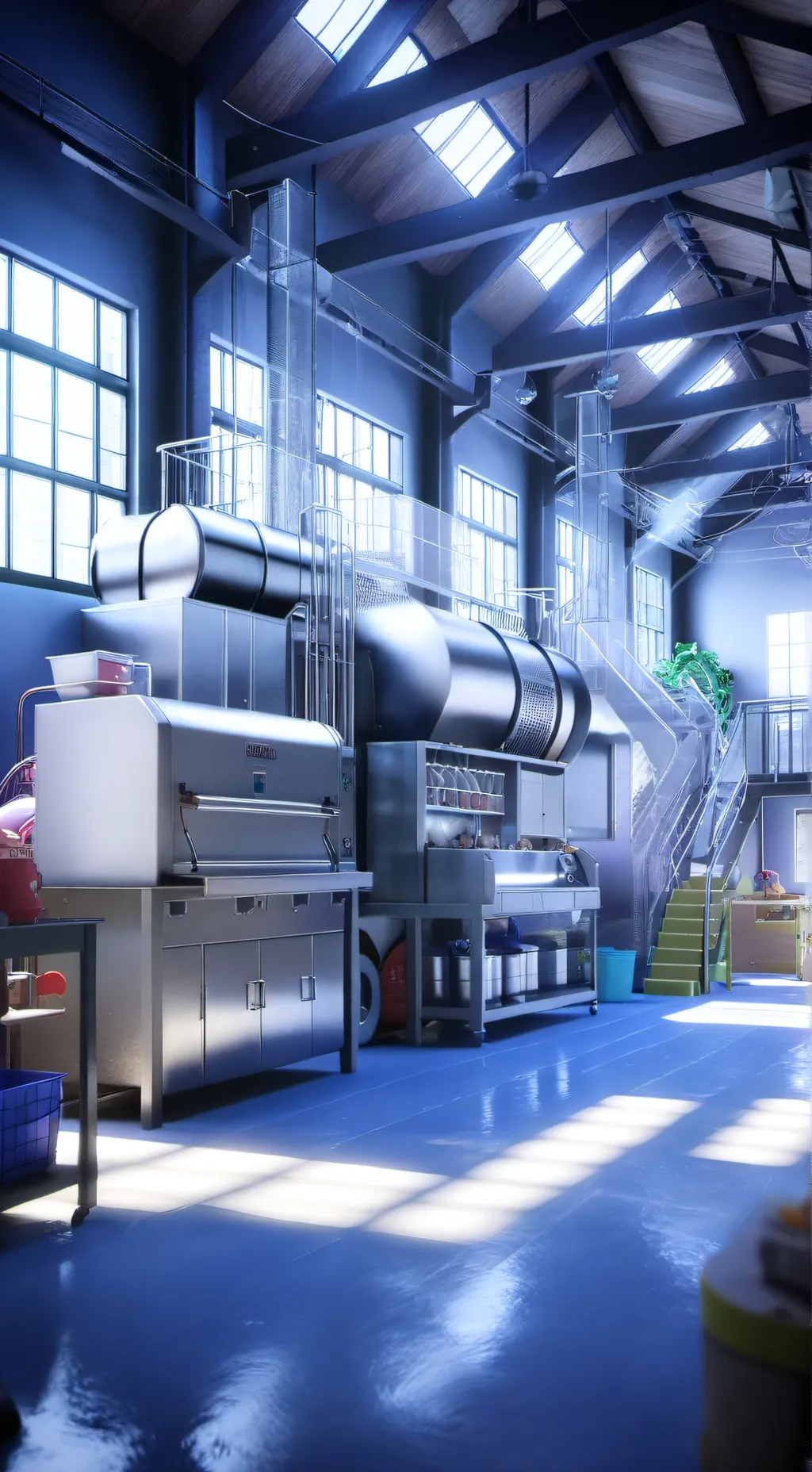 ai character: Emily's factory  background