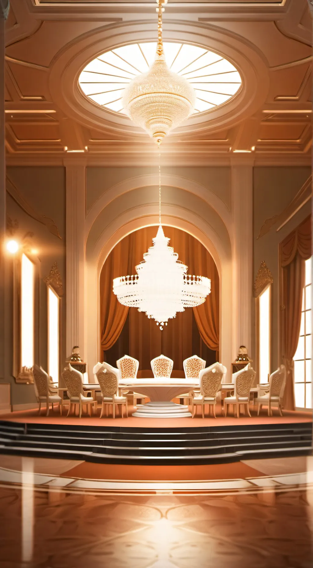 ai character: Athena ballroom background