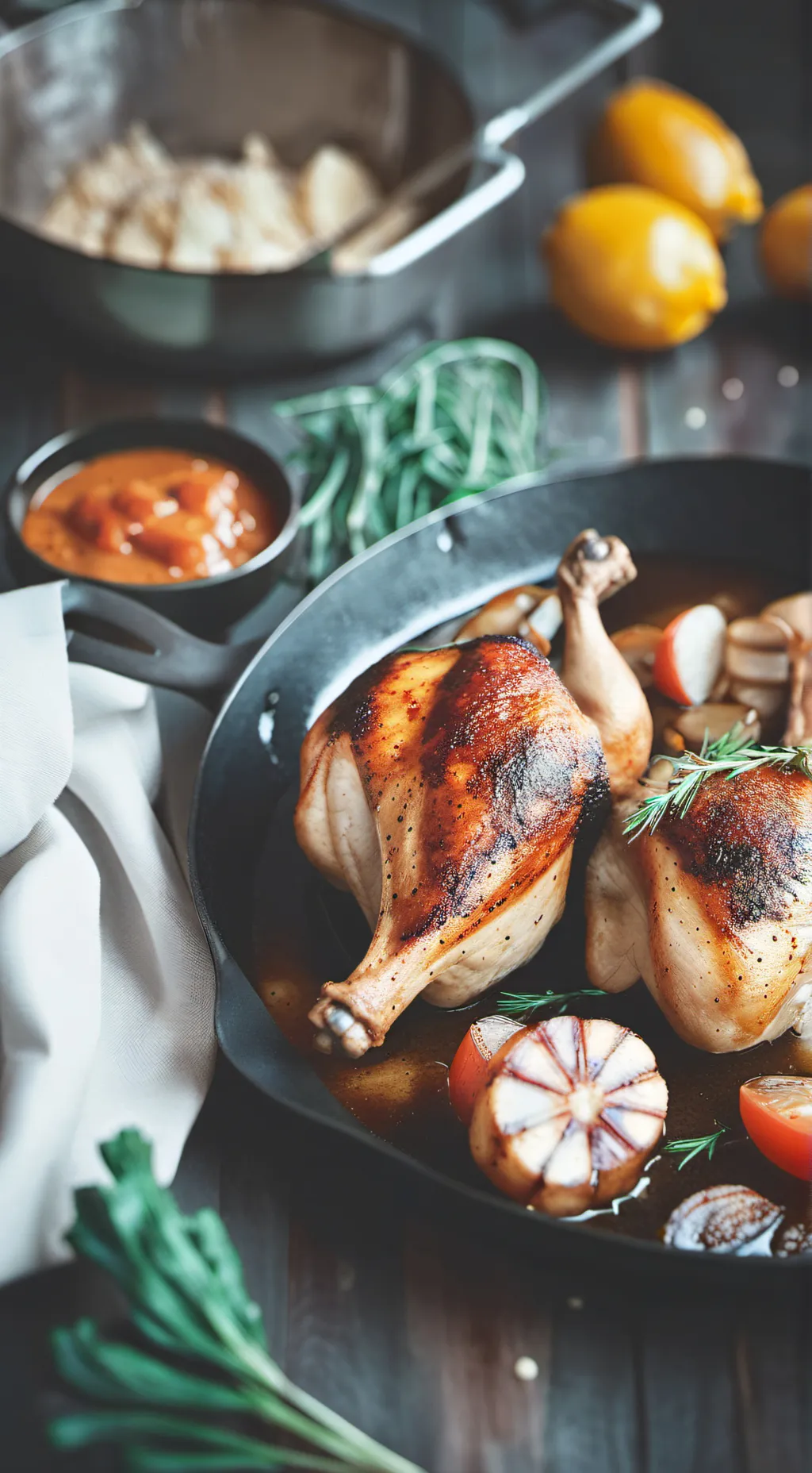 ai character: Rotisserie chicken background