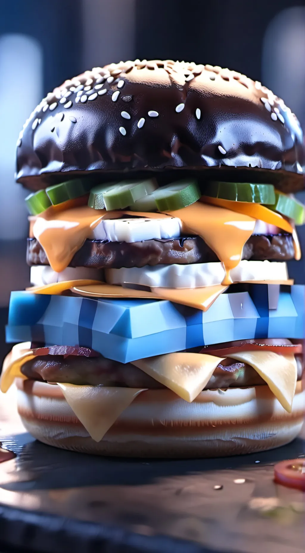 ai character: the evil burger  background