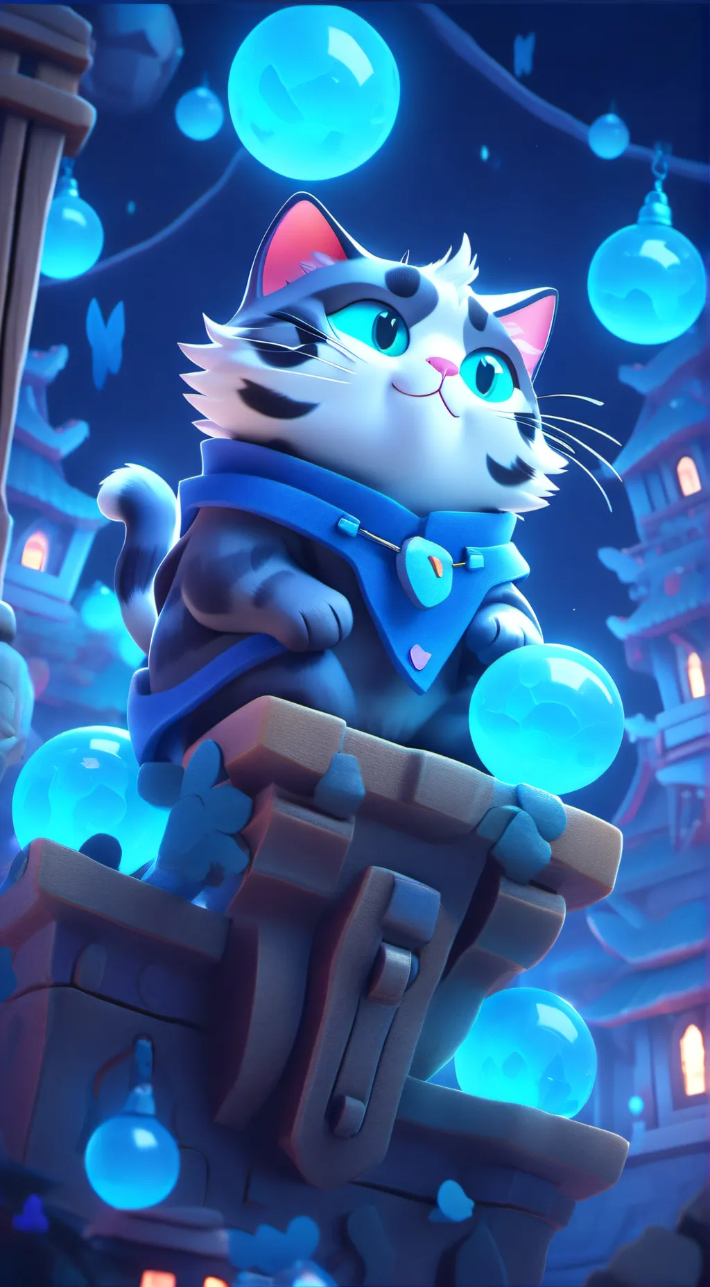 ai character:  collector cat  background