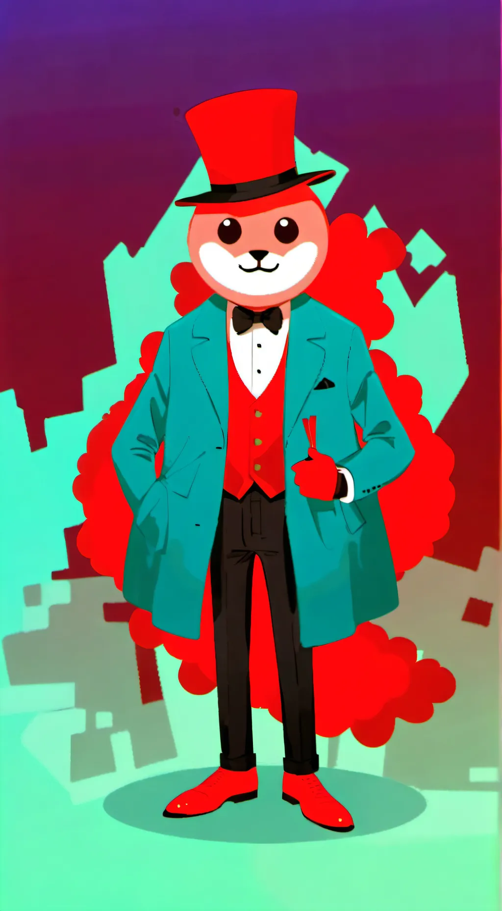 ai character: CH∆ΩS THE TOPHAT background