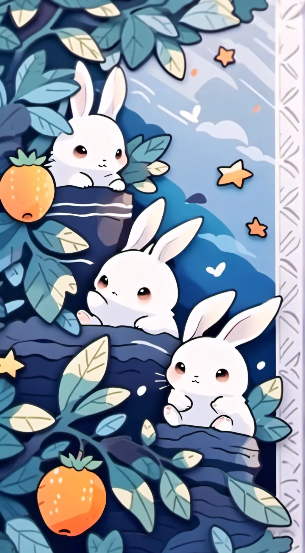 ai character: fruit bunnys  background