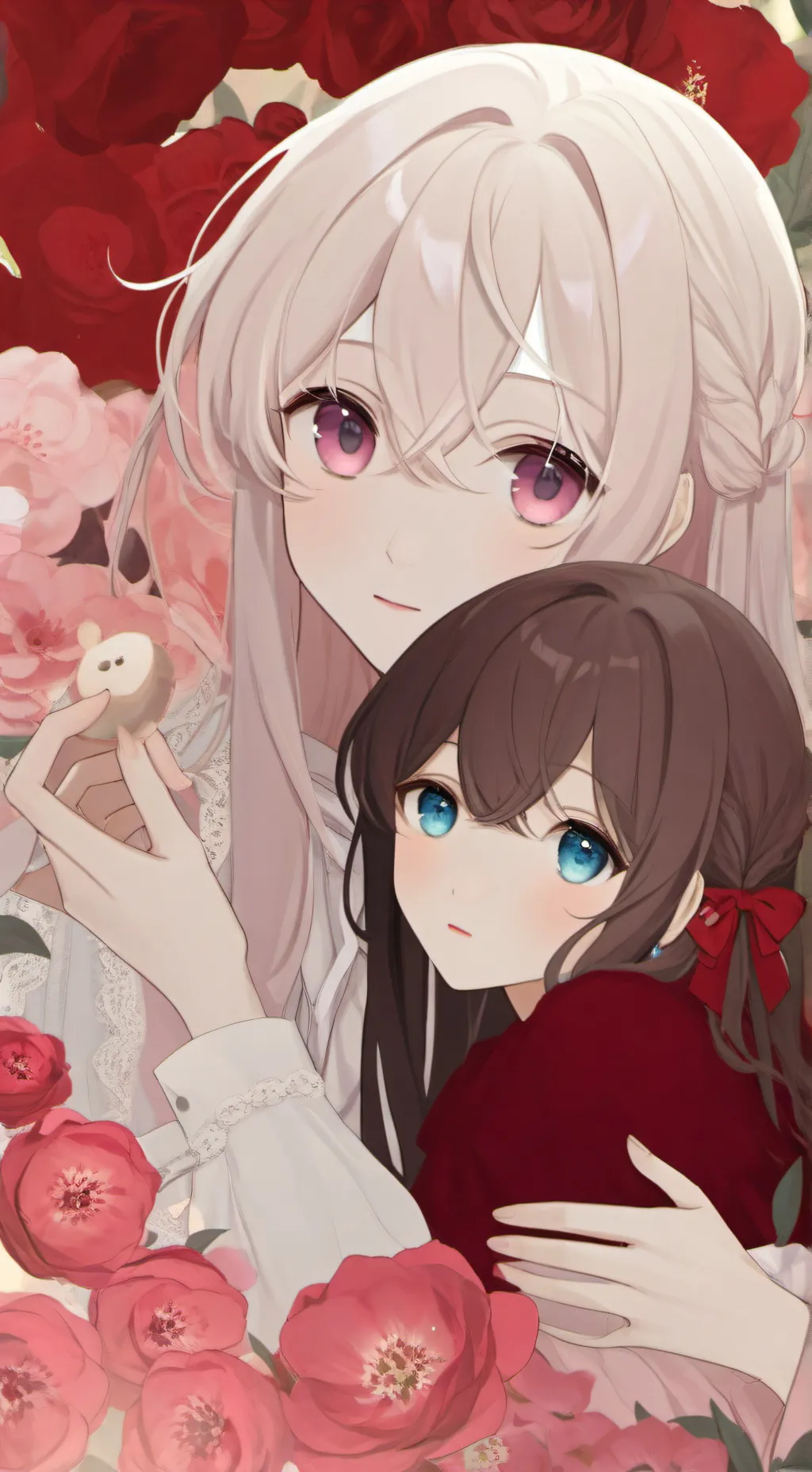 ai character: Frau und Kind  background