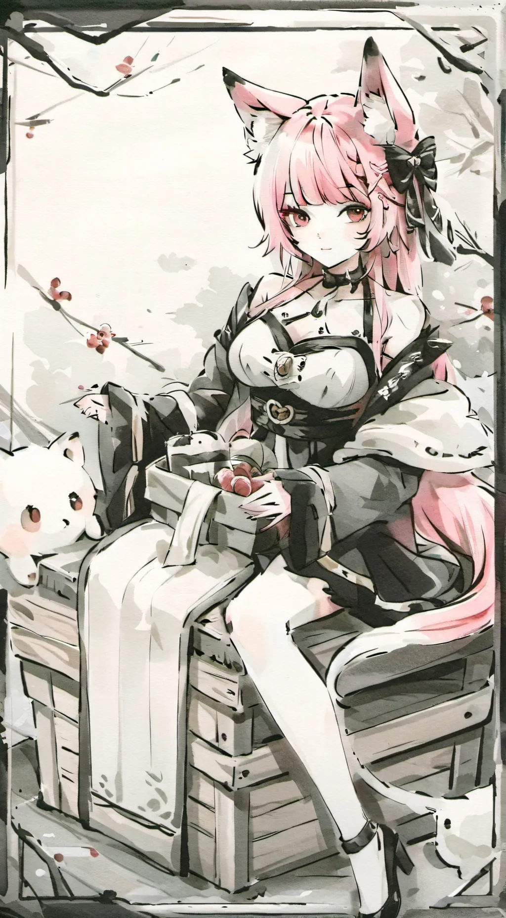 ai character: Neko/candy background
