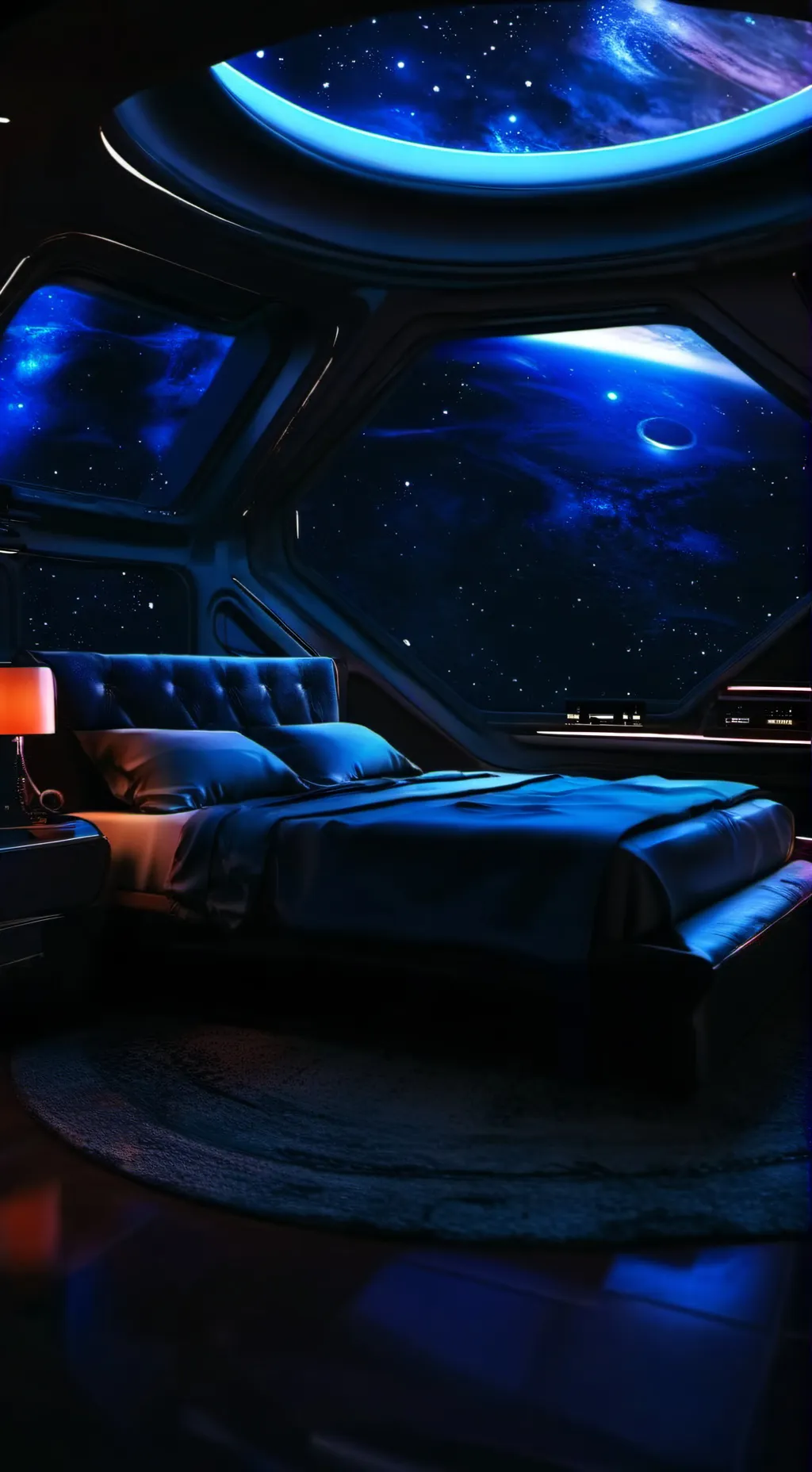 ai character: Cozy space prison  background