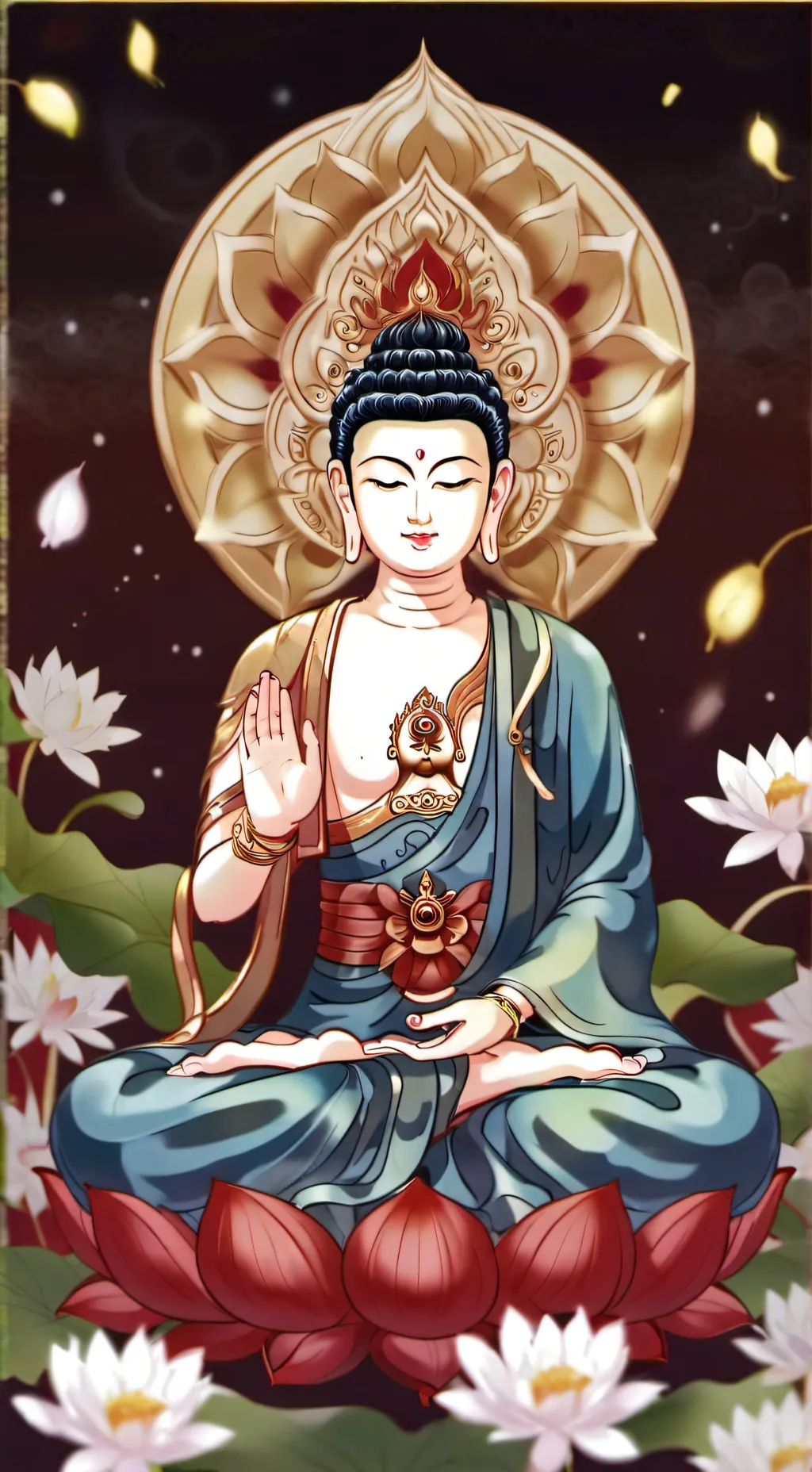 ai character: Buddha Amithaba background