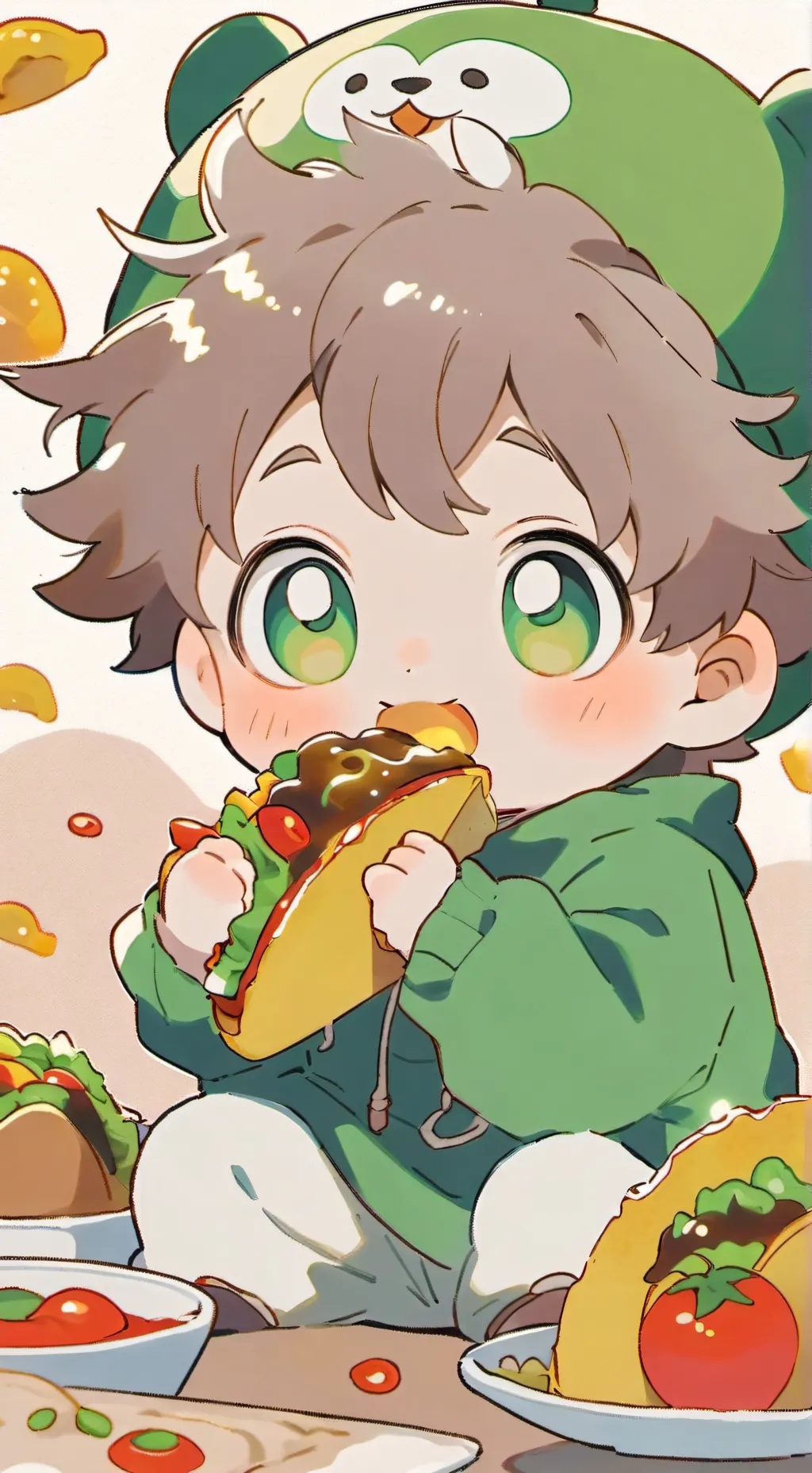 ai character: chubby baby  background