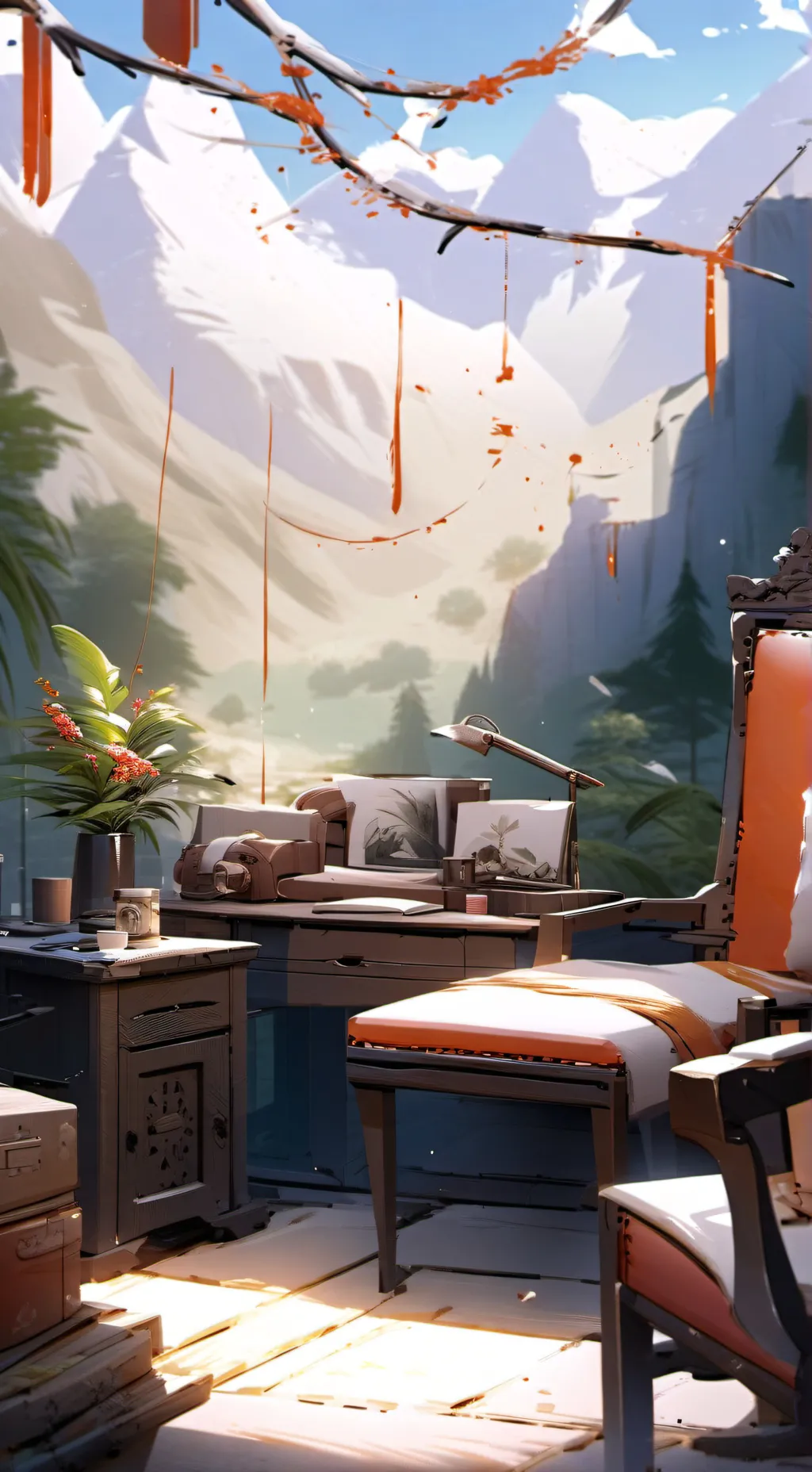 ai character: heat chair  background