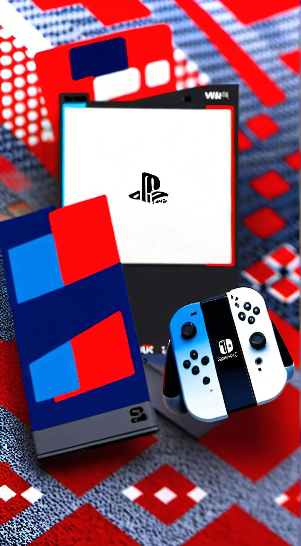 ai character: Nintendo VS PS5. background