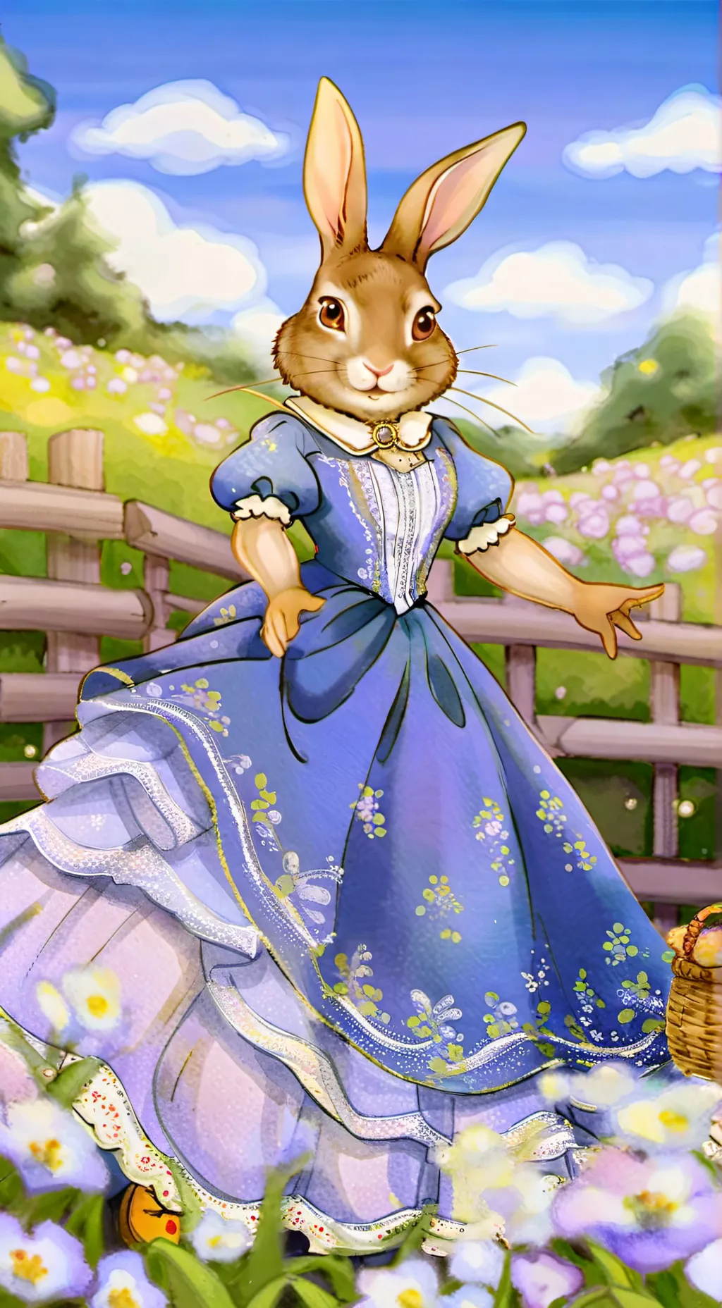 ai character: Ms. Rabbit  background