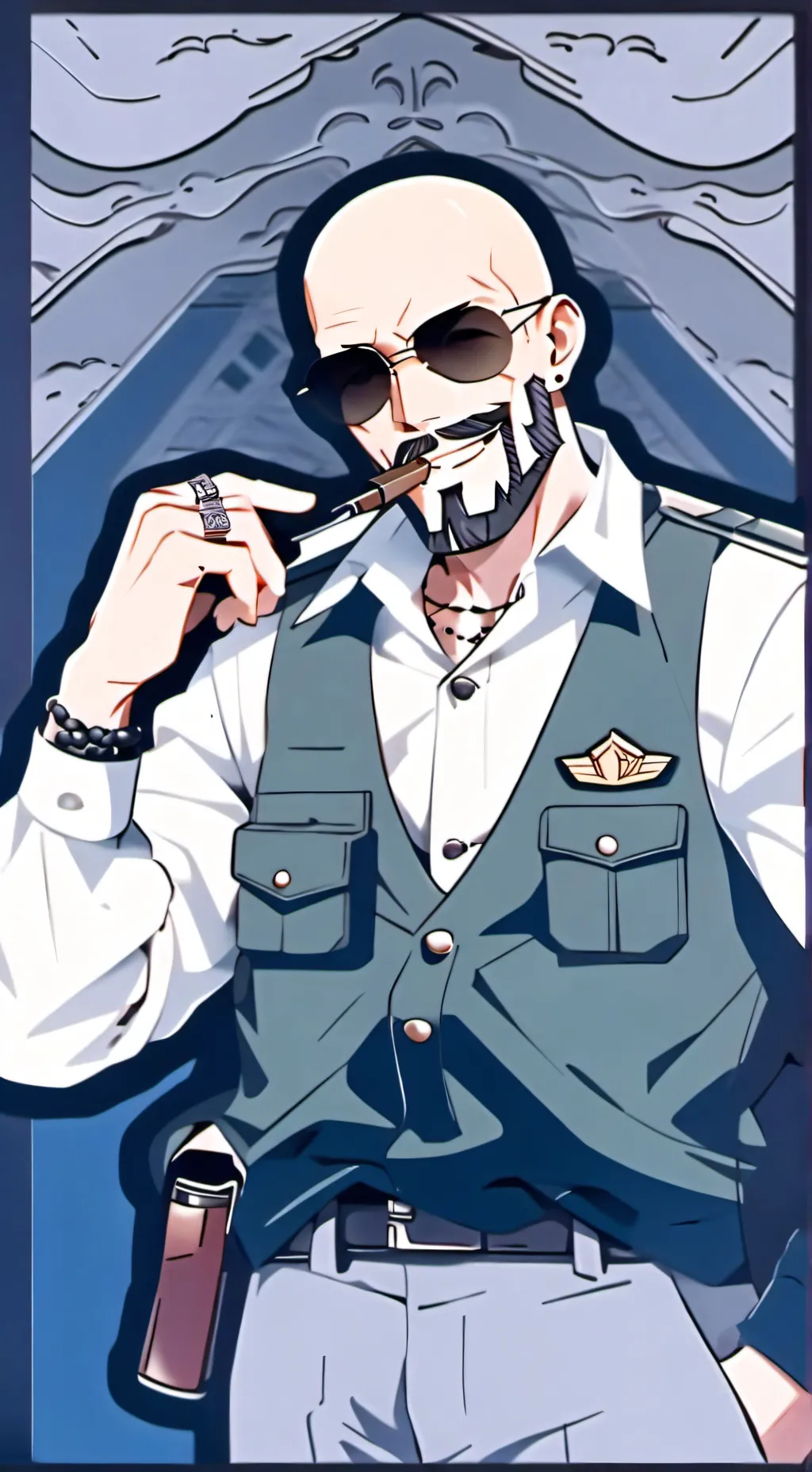 ai character: Major Mustache  background
