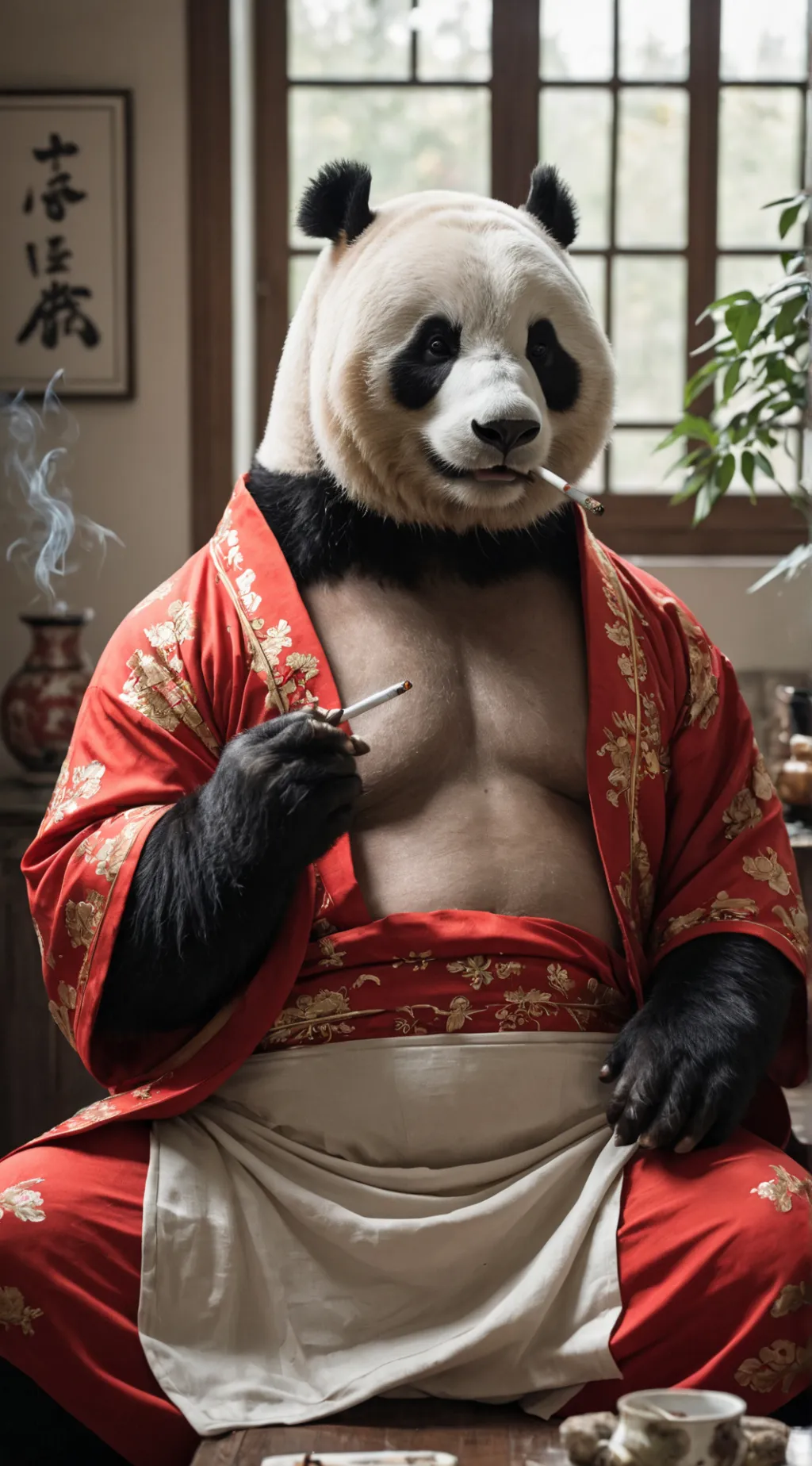 ai character: Red Robe Panda background