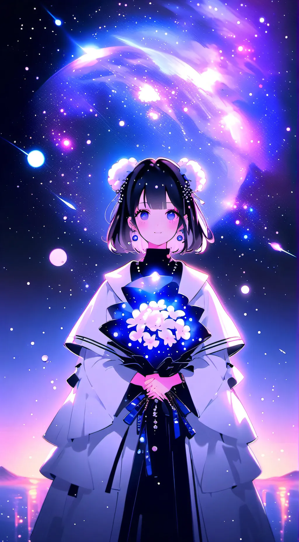 ai character: galaxy background