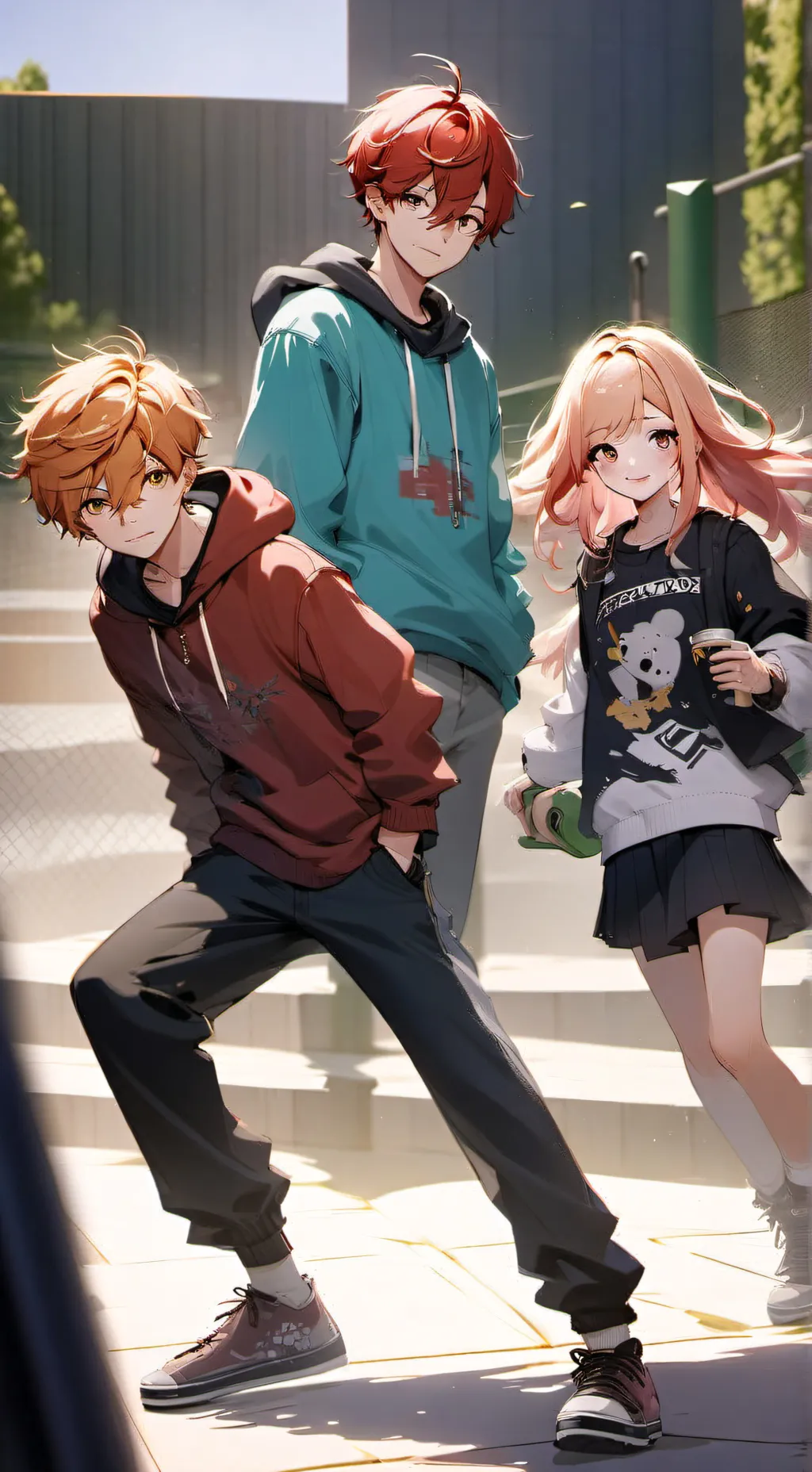 ai character: Eva and Jin. background