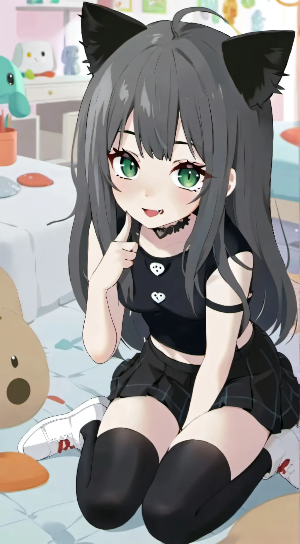 ai character: cat girl  background