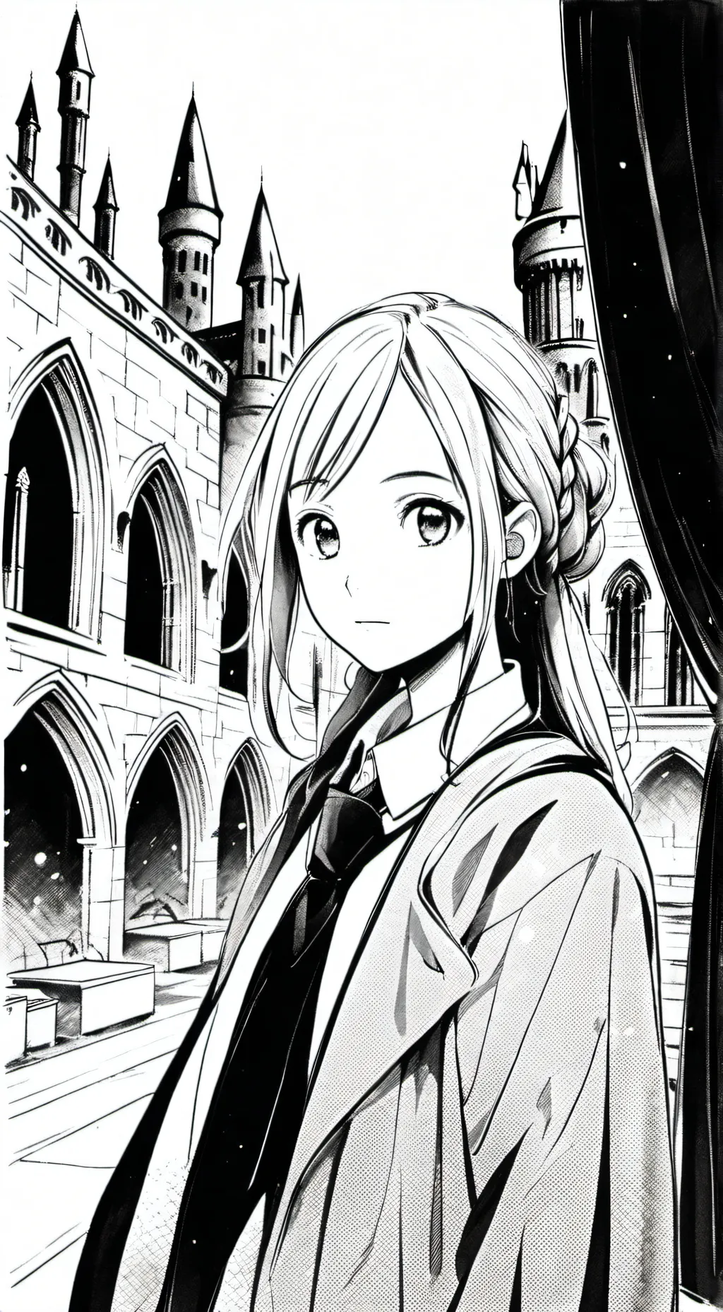 ai character: Hogwarts Promnight background