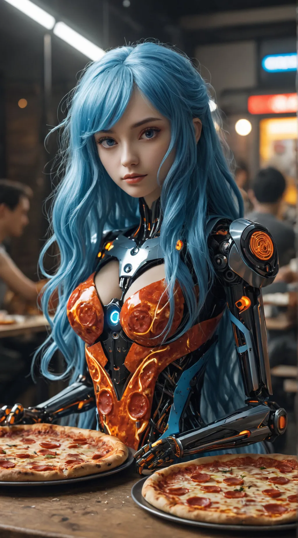 ai character: PIZZA-100,00 background