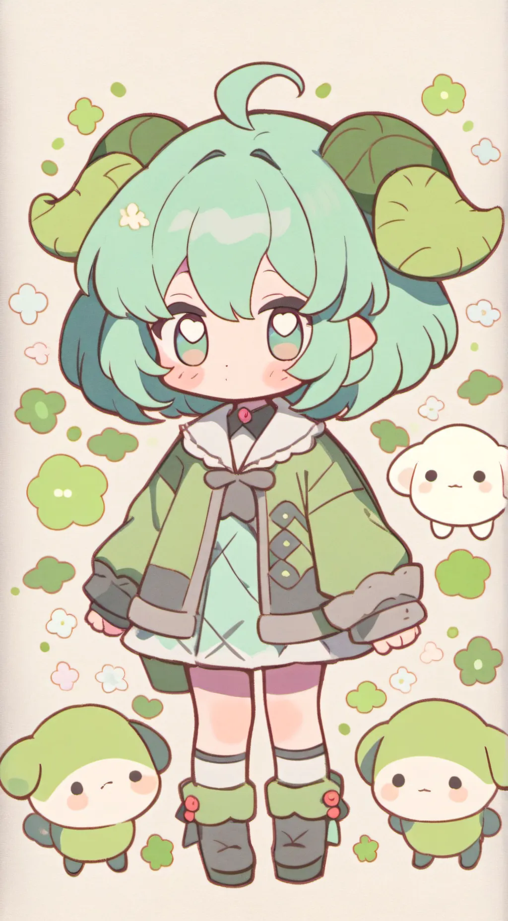 ai character: mouton vert background