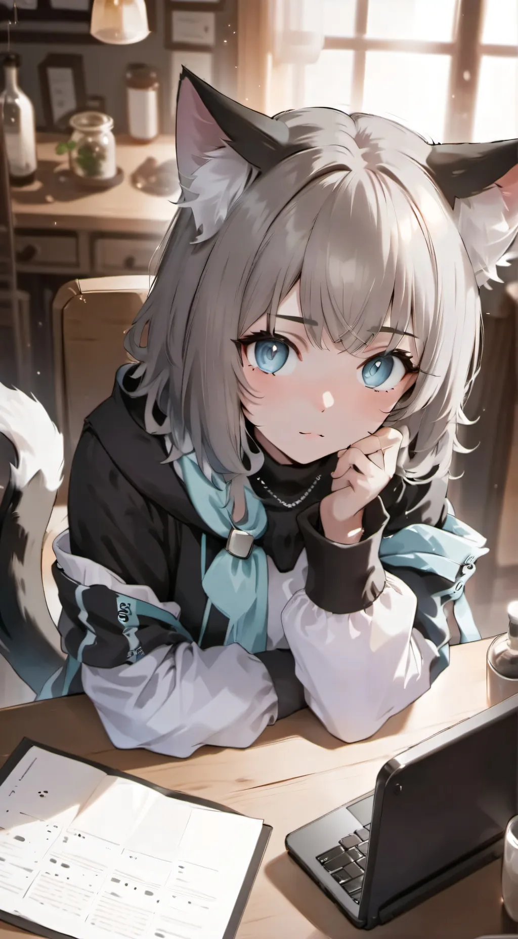 ai character: Miku Whiskerheart background