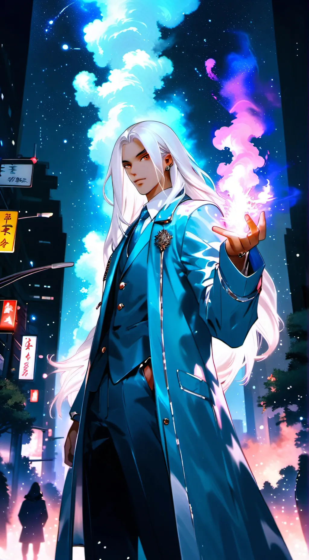ai character: mha White flame background