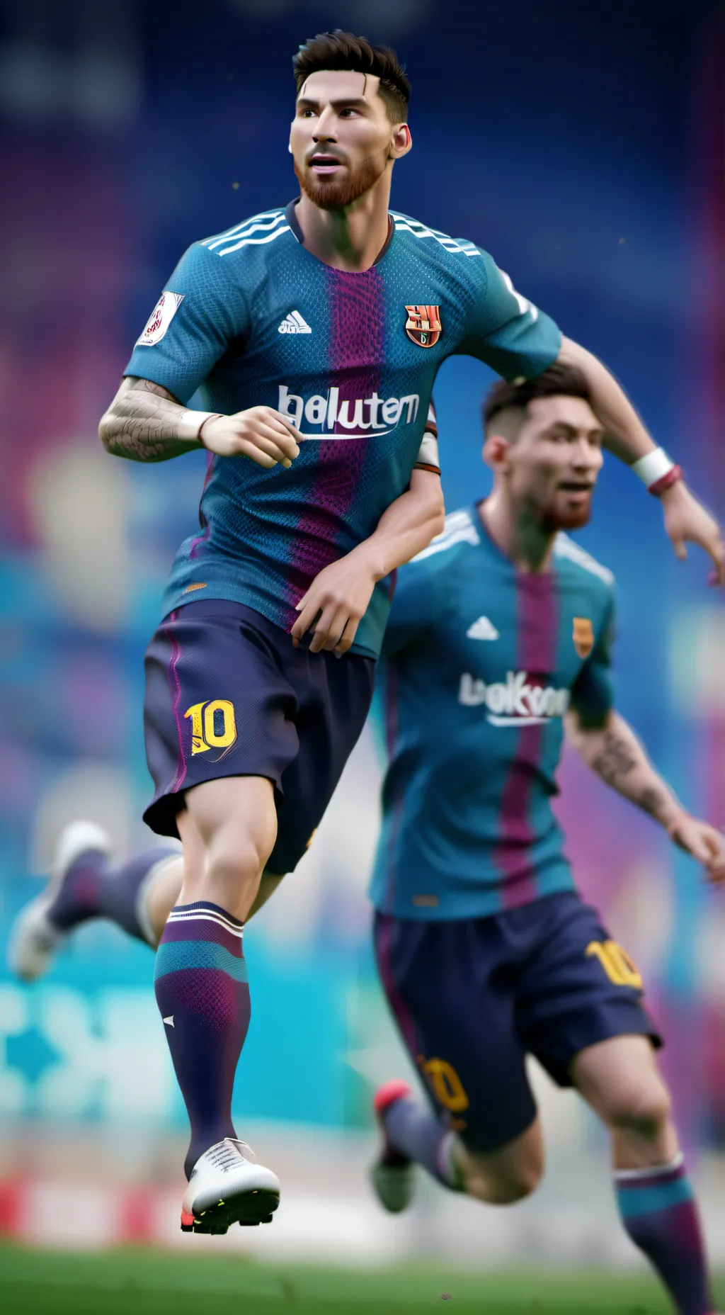 ai character: Messi and Ronaldo background
