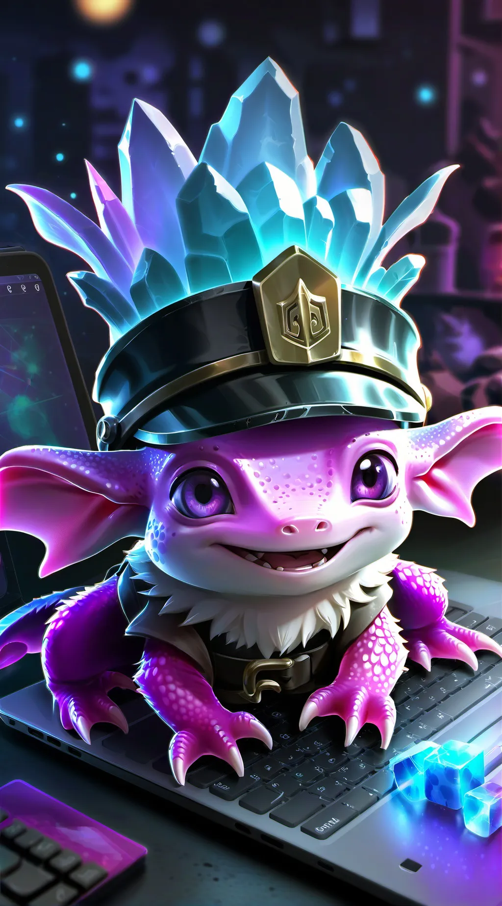ai character: Neon background