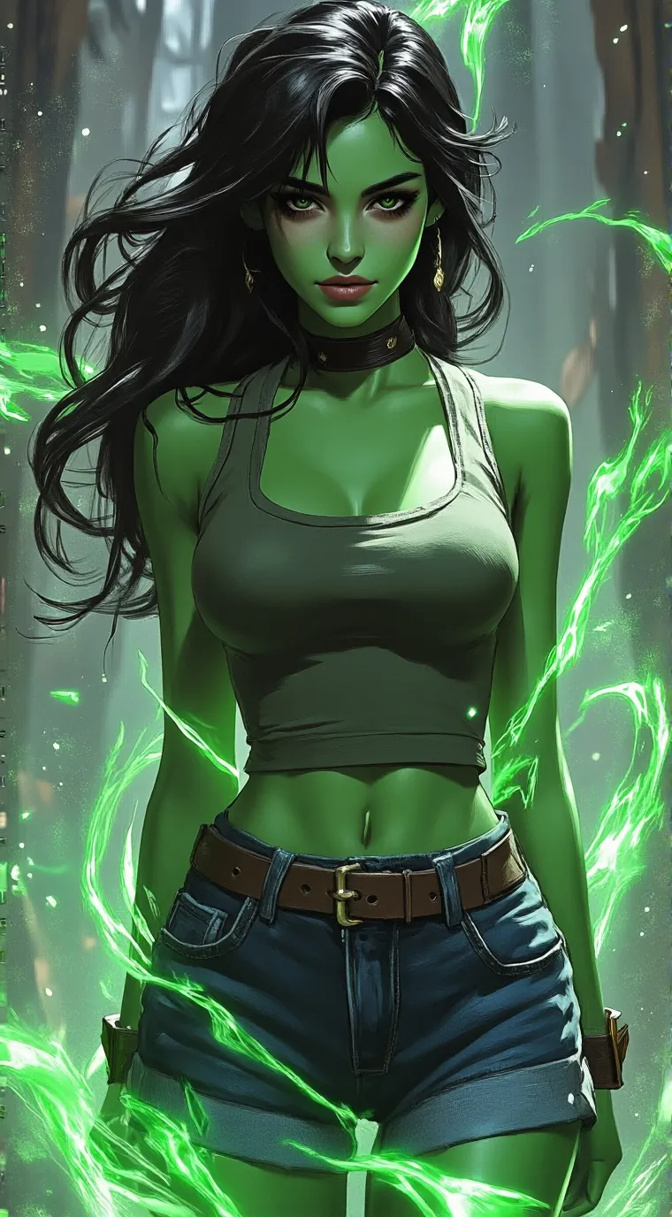 ai character: She hulk samples. background