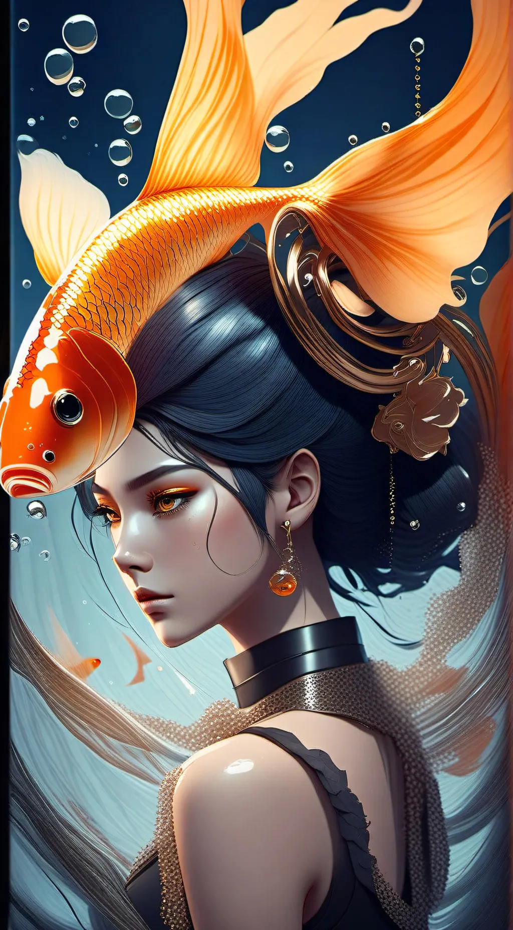 ai character: Orange Goldfish Fu background